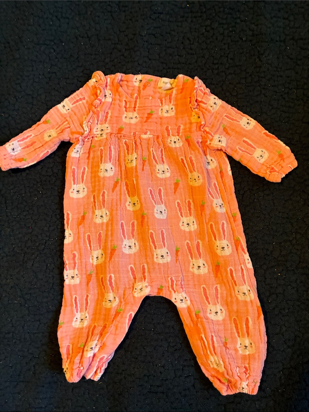 Angel Dear Pink Bunny Print Footie One-Piece romper